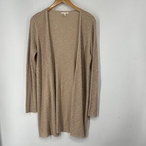 Eileen Fisher Beige Ribbed Cardigan Open Front